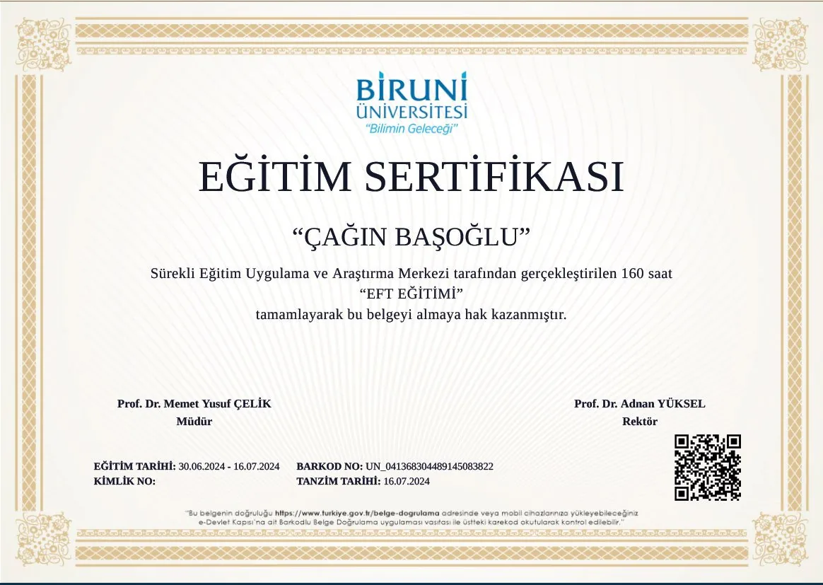Çağın Başoğlu eğitim sertifikası 3